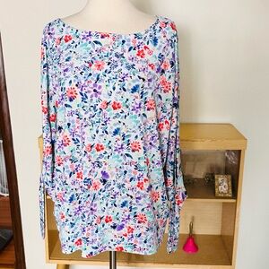 Multi Colored Floral Cold Shoulder Blouse